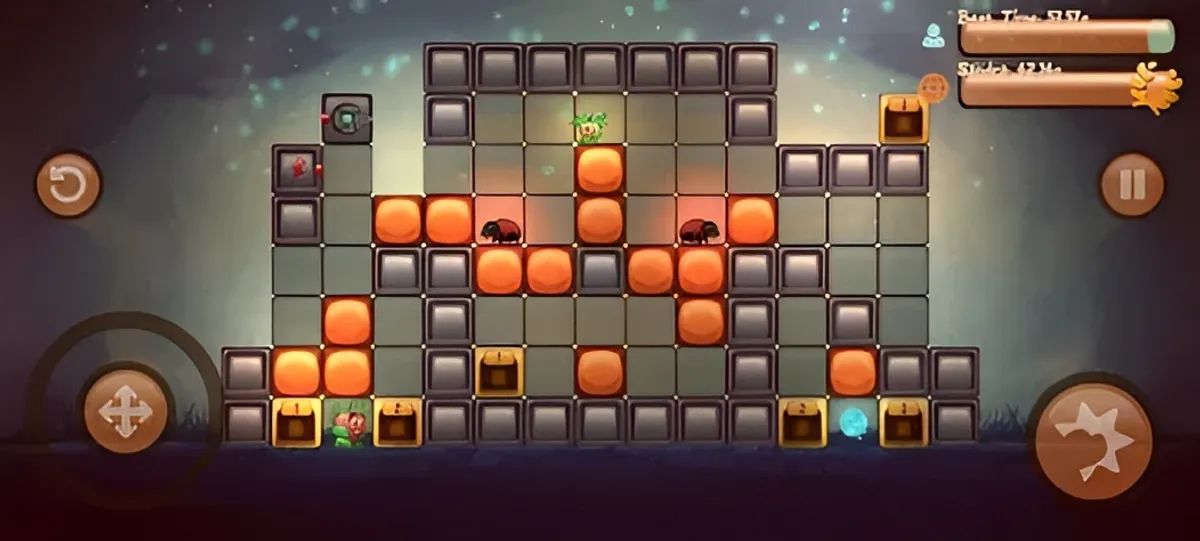 Strawb gameplay screenshot showing platformer action with touch and keyboard controls